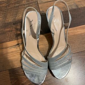 Silver heels, size 9.5